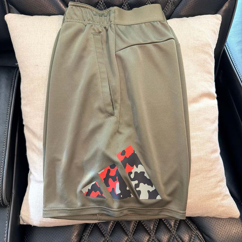 adidas Men's Aeroready Train Essentials 7" Big Logo Camo Training Shorts - Olive